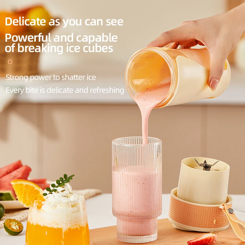 (image for) 450ML Small Portable Multi-function Juicer Cordless Electric Juicing Cup with Removable Straw Strong 6-Blade Precision Steel Blade