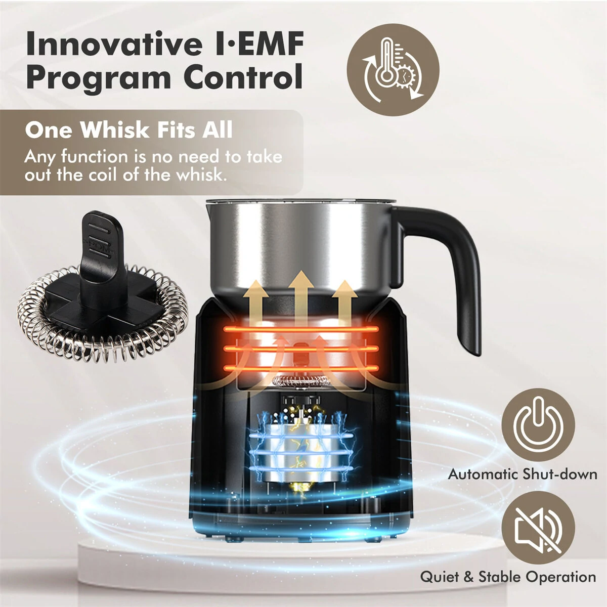 (image for) [EU/US Direct] Electric Milk Frother and Steamer, 9 Functions for Milk Foam Hot and Cold, Hot Chocolate Maker, Milk Warmer for Coffee Latte Cappuccino Macchiato, Food Grade Stainless Steel De